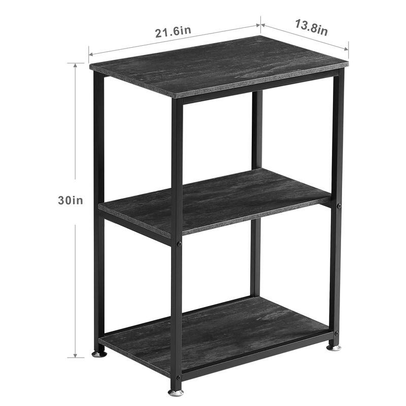 Tall End Side Table,30" Height Nightstand with 3-Tier Storage Shelf - 21.6"D x 13.8"W x 30"H