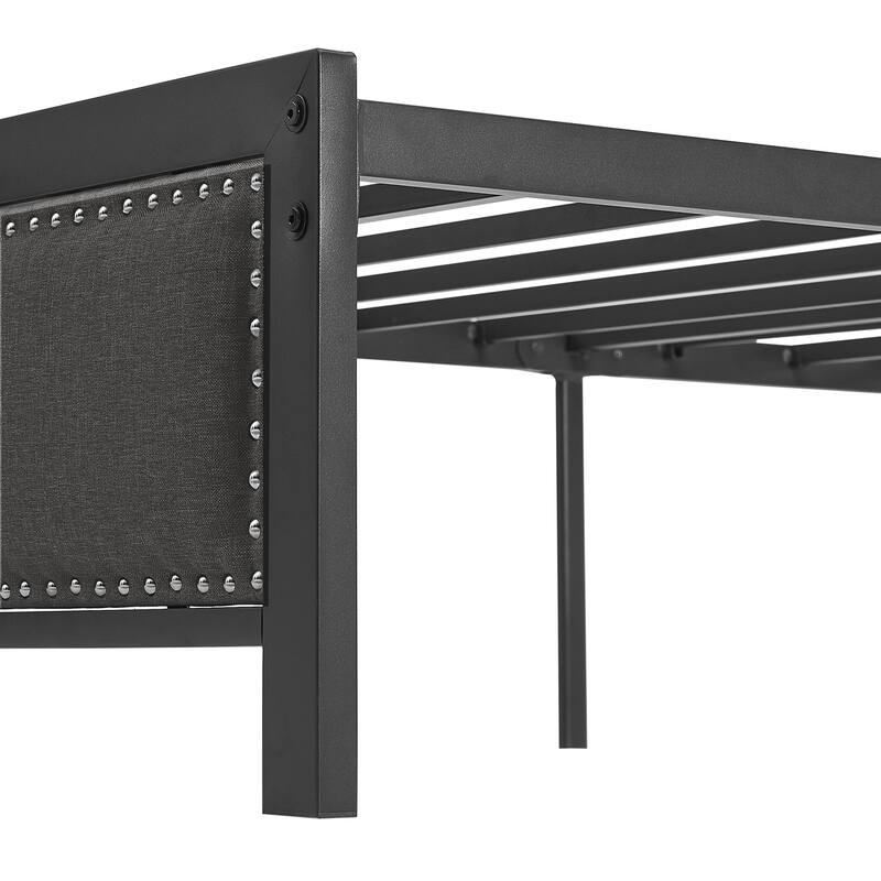 2 Pack Twin Upholstered Bed Set 40" Wide Bed with Nailhead Trim 12.6" Underbed Space & Padded Headboard Footboard