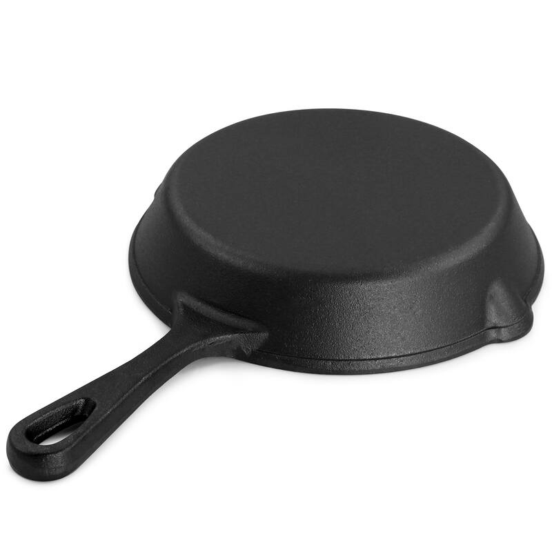 MegaChef 8 Inch Round Preseasoned Cast Iron Frying Pan in Black - 8 Inch