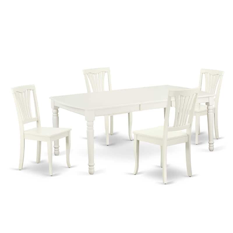 Rectangular Dining Table Set - 5 Piece Table with Chairs - 60x78 Inch Table & 4 Modern Chairs