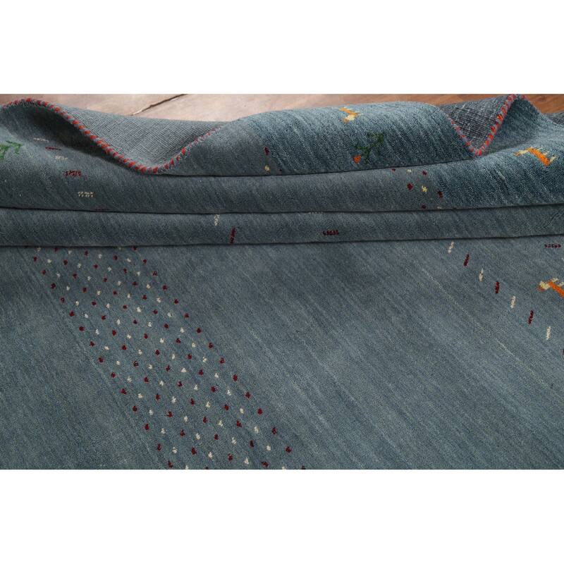 Tribal Gabbeh Area Rug Hand-Knotted Wool Carpet - 6'8"x 9'10"