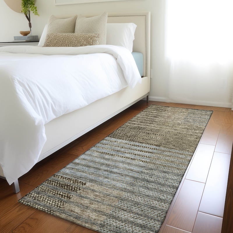 Premium Washable Super Soft Geo Stripe Mayfield Rug - Taupe - 2'3" x 7'6"