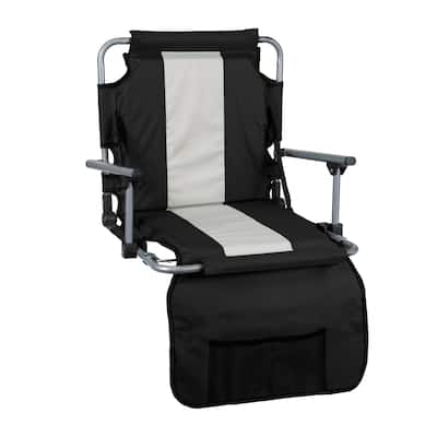 Stansport Tubular Frame Folding Stadium Seat with Arms - Black-Tan