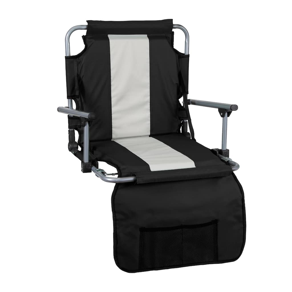 Stansport Tubular Frame Folding Stadium Seat with Arms - Black-Tan