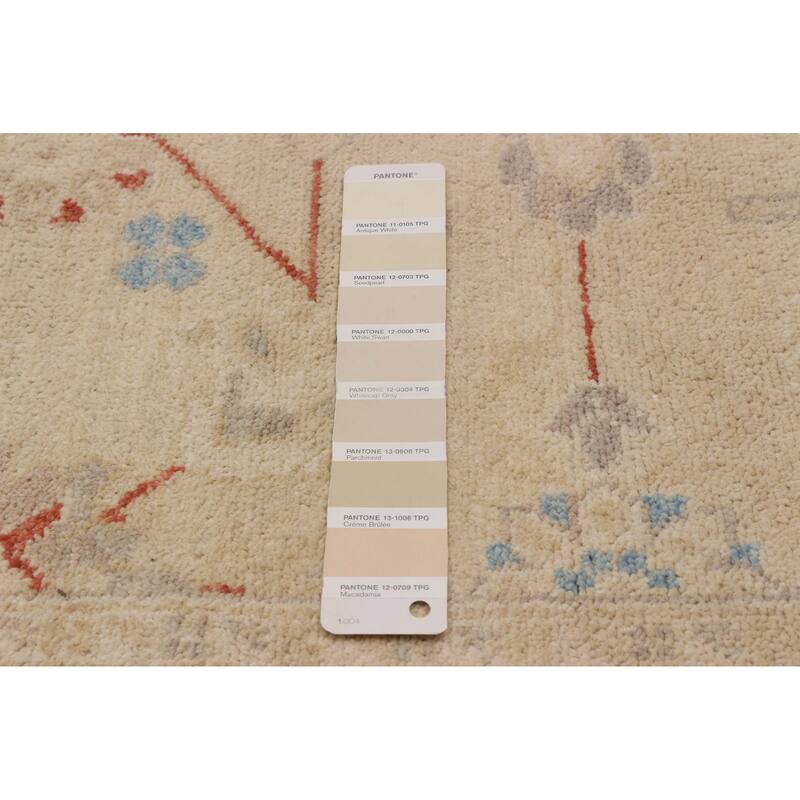 ECARPETGALLERY Hand-knotted Peshawar Oushak Ivory Wool Rug - 9'2 x 12'1