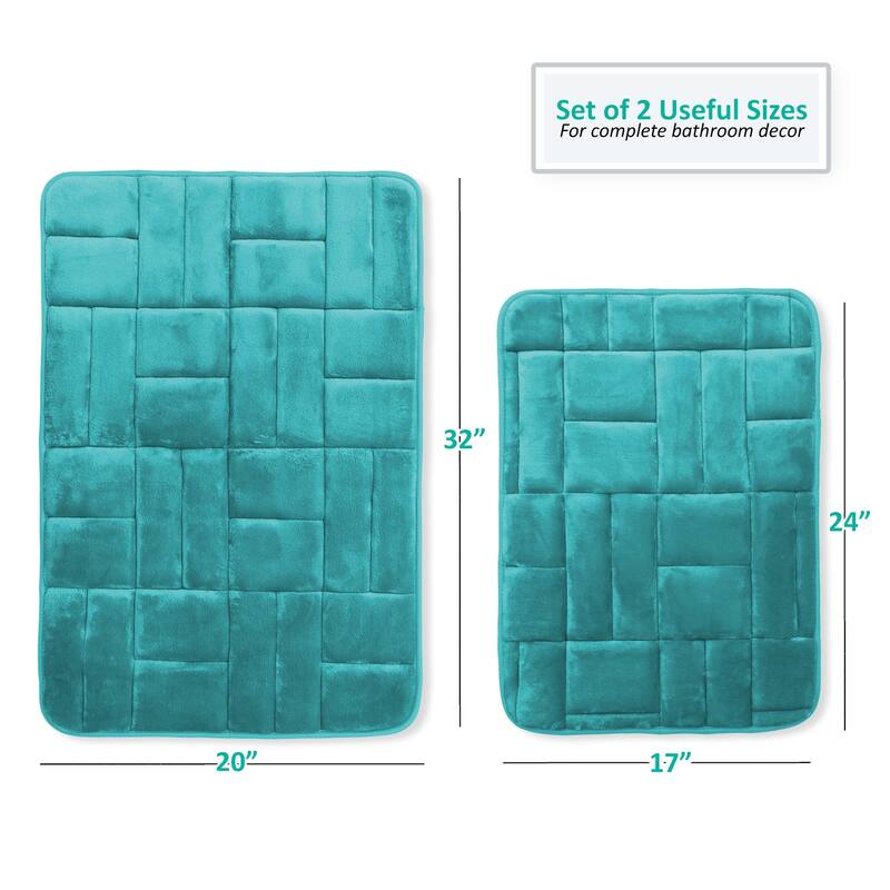 Clara Clark Ultra Soft Non Slip and Absorbent Bath Rug - Tiled Velvet Memory Foam Bath Mat