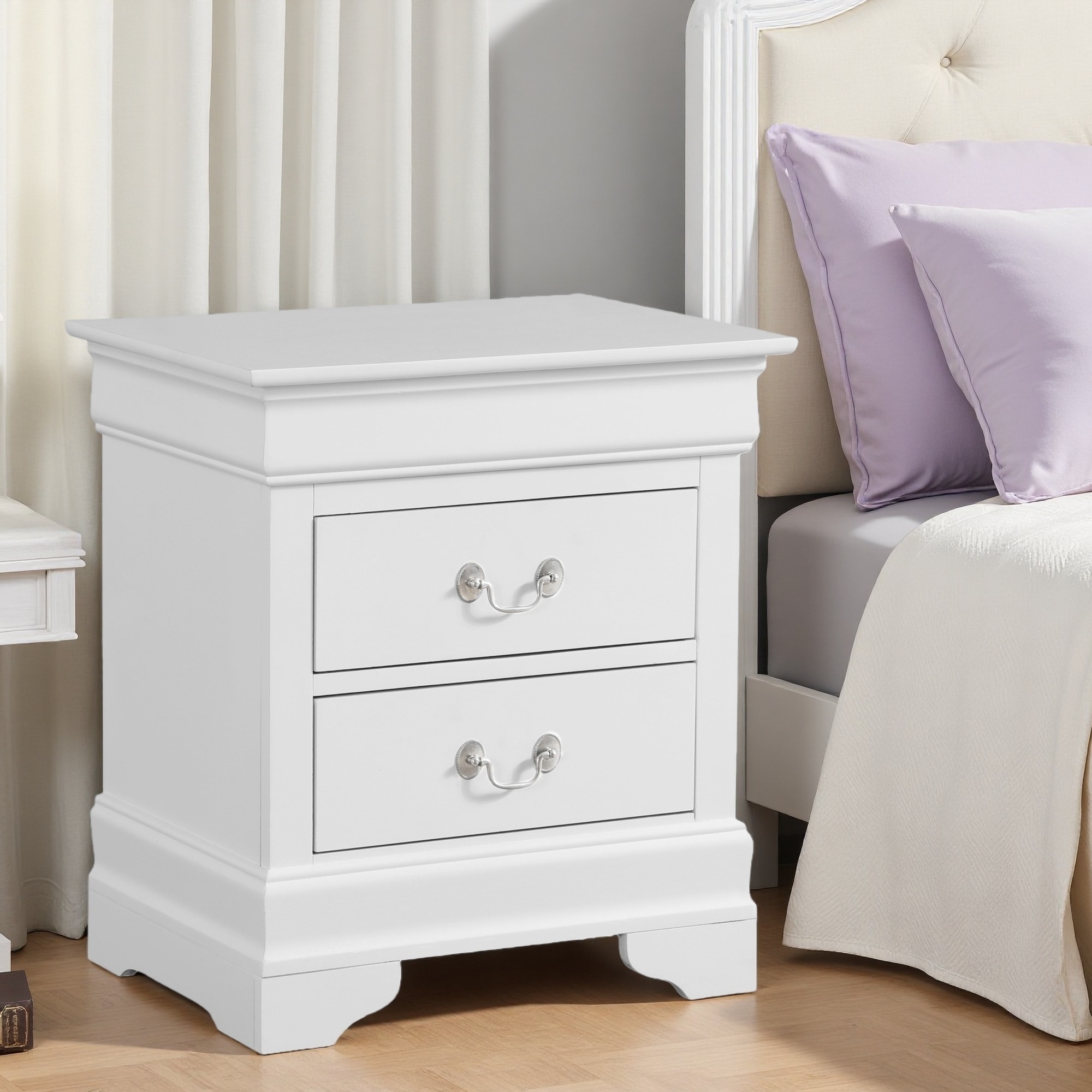 21"L Traditional Nightstand with Two Drawers, Durable Construction and Classic Design