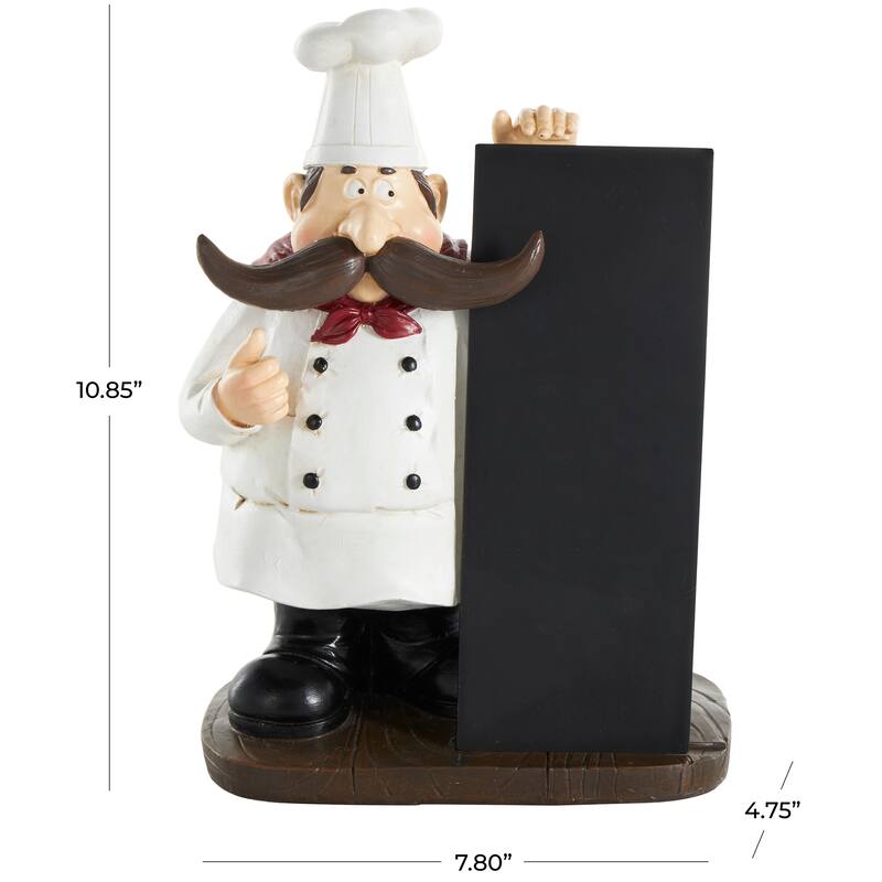 Black Polystone Chef Decorative Sculpture with Chalkboard