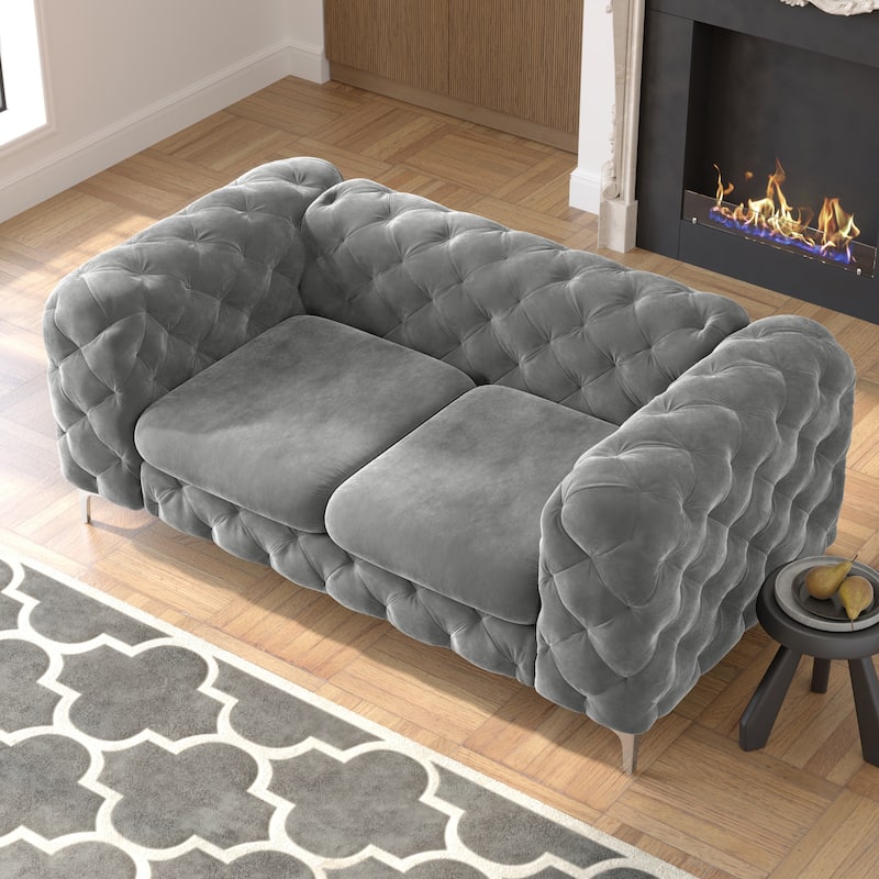 Corvus Aosta Tufted Velvet Chesterfield Loveseat