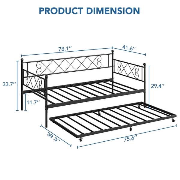 dimension image slide 2 of 4, Sturdy Metal Twin Bed Frame with Heart-shaped Headboard