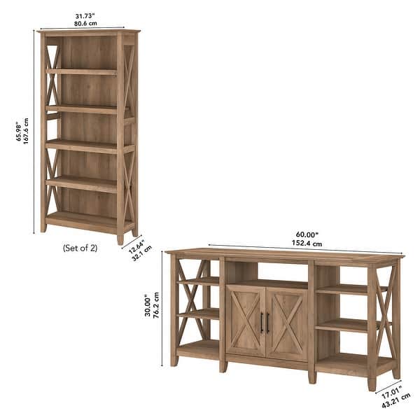 dimension image slide 0 of 23, Tall Farmhouse TV Stand with 2 Bookcases