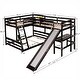 preview thumbnail 5 of 7, Espresso Twin Over Full Solid Pine Bunk Bed with Loft Bed, Desk, Slide