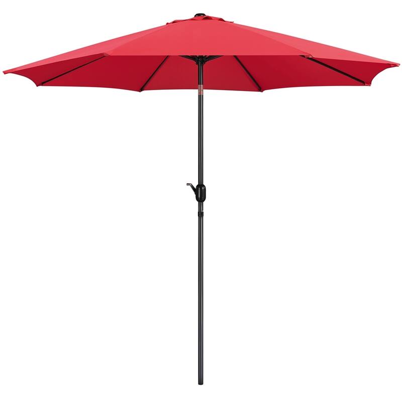 Yaheetech 10FT Patio Umbrella Outdoor Umbrella for Garden, Deck, Backyard, Pool, Beach - Red