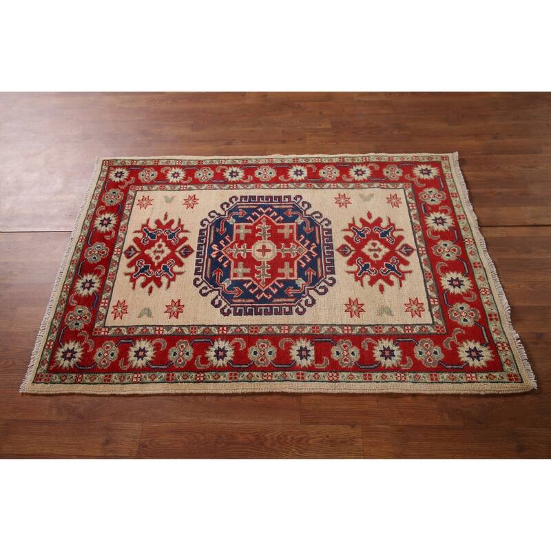 Kazak Accent Rug Hand-Knotted Wool Carpet - 2'11" x 4'3"