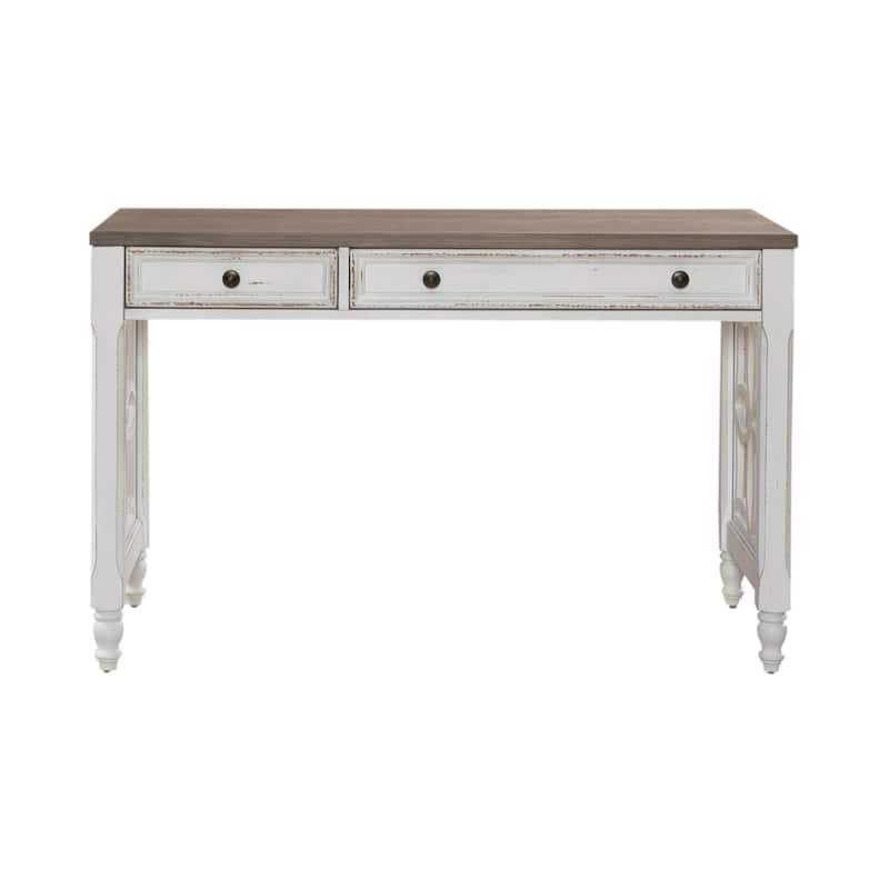 Magnolia Manor Antique White Weathered Bark L Writing Desk