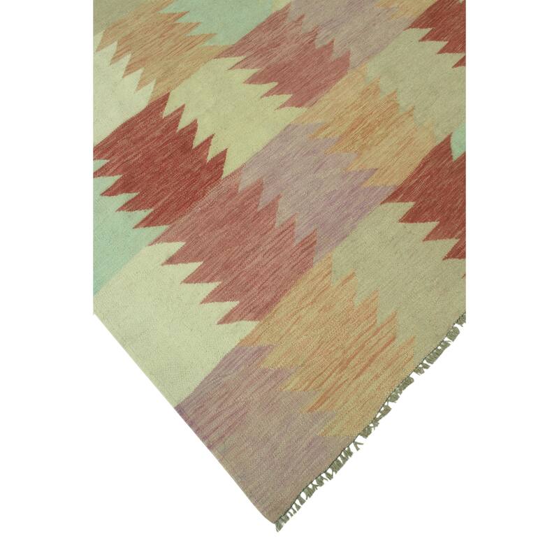 Sun Faded Flatweave Bashshar Red/Beige Rug - 6'5" x 9'9"