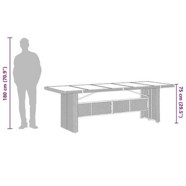 dimension image slide 3 of 6, vidaXL 7/9/11 Piece Patio Dining Set with Cushions Gray Poly Rattan - 22.4" x 27.2" x 41.7"