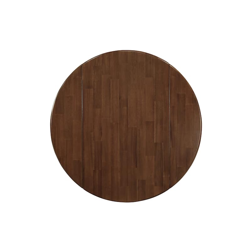 East West Furniture Dublin Dining Room Table - a Round kitchen Table Top with Dropleaf & Pedestal Base, Walnut & Black