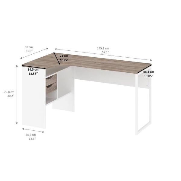 Shop Porch Den Skylar 2 Drawer L Shaped Desk Overstock 22751790