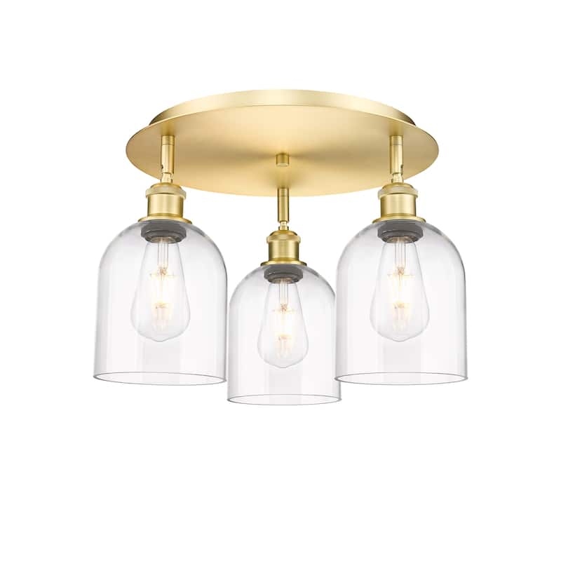 Innovations Lighting 516-3C-11-18 Bella Flush Bella 3 Light 18" Wide - Satin Gold / Clear
