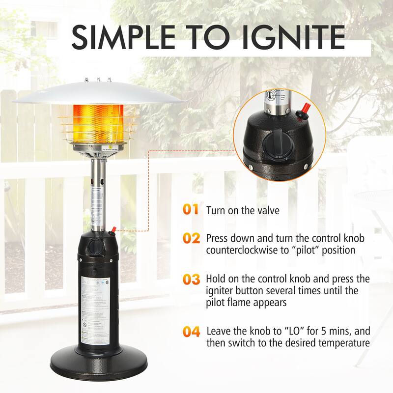 Costway 11,000 BTU Patio Heater Portable Tabletop Propane Standing LP - See Details