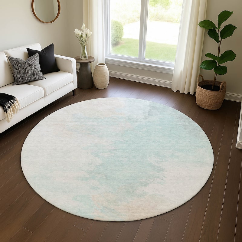 Premium Washable Super Soft Abstract Modern Mayfield Rug - Seafoam - 8' x 8'