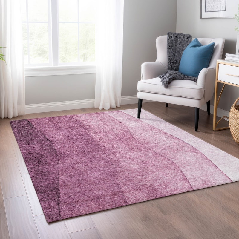 Machine Washable Indoor/ Outdoor Chantille Contemporary Ombre Rug - Merlot - 9' x 12'