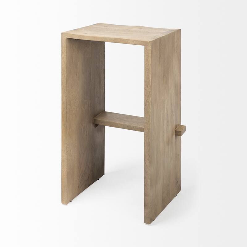 Mango Wood Backless Counter Height Bar Chair with Footrest