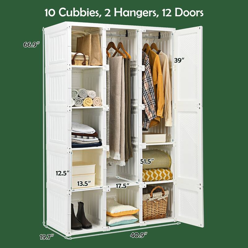 Costway Portable Closet Clothes Modern Foldable Armoire Wardrobe - See Details