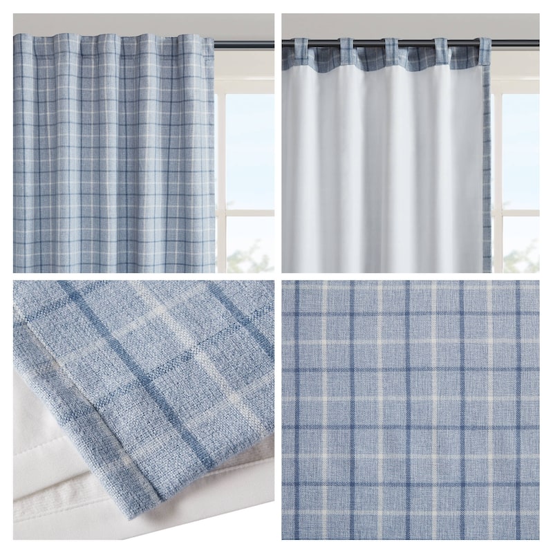 Plaid Rod Pocket and Back Tab Curtain Panel