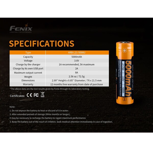 Fenix 21700 deals battery
