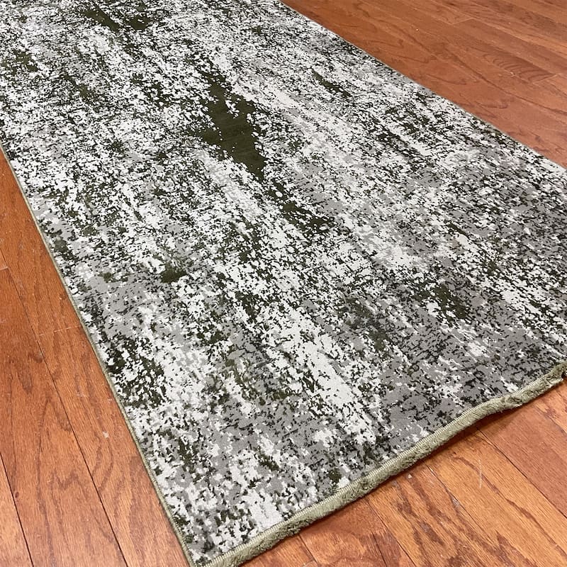 HERAT ORIENTAL Turkish Modern Erased Design Wool & Silk Runner - 2'7" x 9'10"