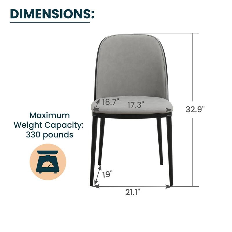 Dining Chair with Upholstered Seat and Back Side Chair with MDF Wood Frame in Black Steel