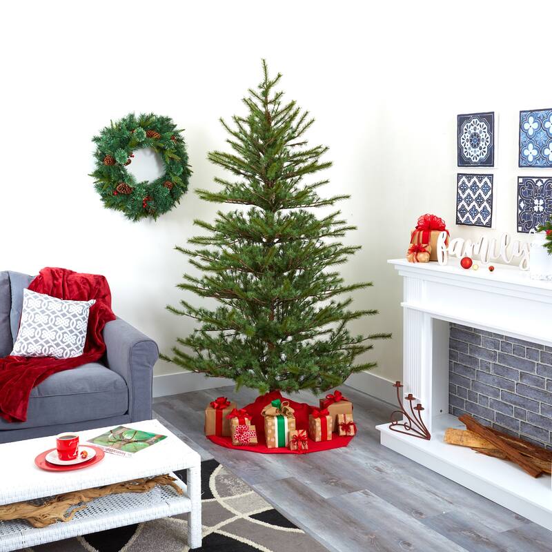 7ft. Pine Artificial Christmas Tree with 374 Branches - Classic Seasonal Holiday X-Mas Display