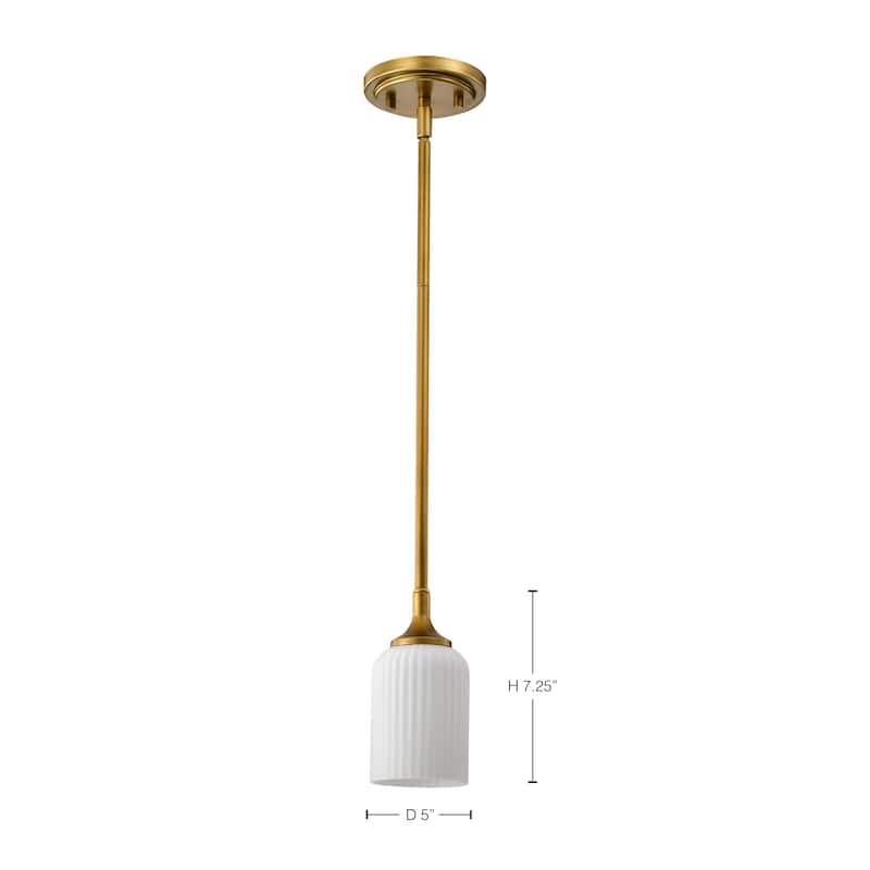 Solara Mini Pendant Natural Brass Finish Frosted Ribbed Glass - Natural Brass