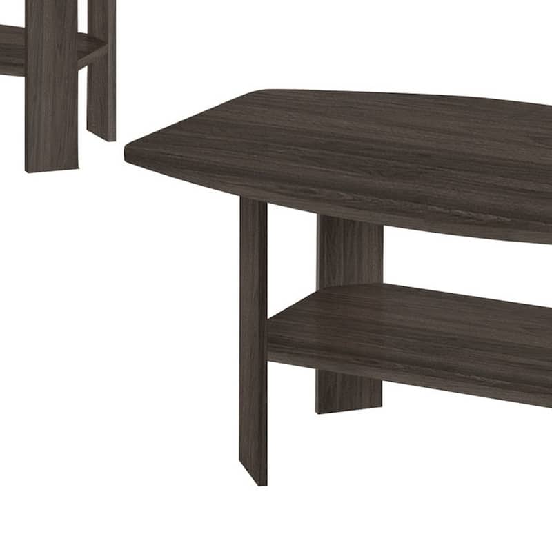 Set of 3 Rectangular Coffee Tables with 3 Shelves for Living Room Storage - 35.50” x 21.50” x 16.25”