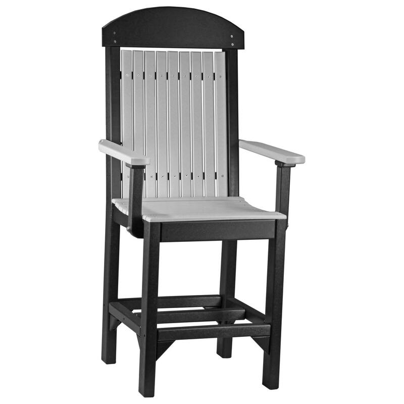 Set of 4 Poly Lumber Classic Dining Chairs - Arm Chair - Dove Gray & Black - Counter Height