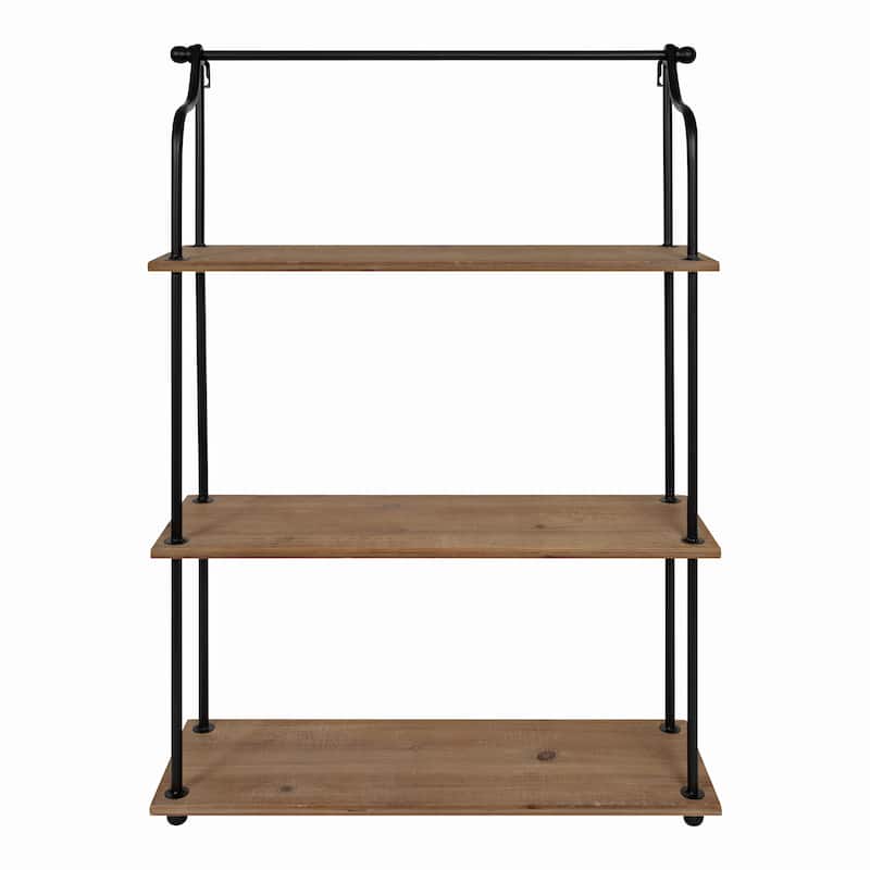Kate and Laurel Walters Wood and Metal 3-tier Floating Shelf