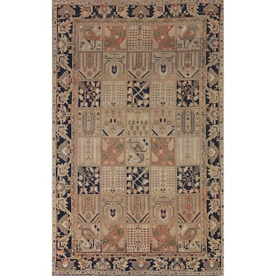 Garden Design Bakhtiari Persian Vintage Rug Handmade Peach Wool Carpet - 6'9"x 10'4"