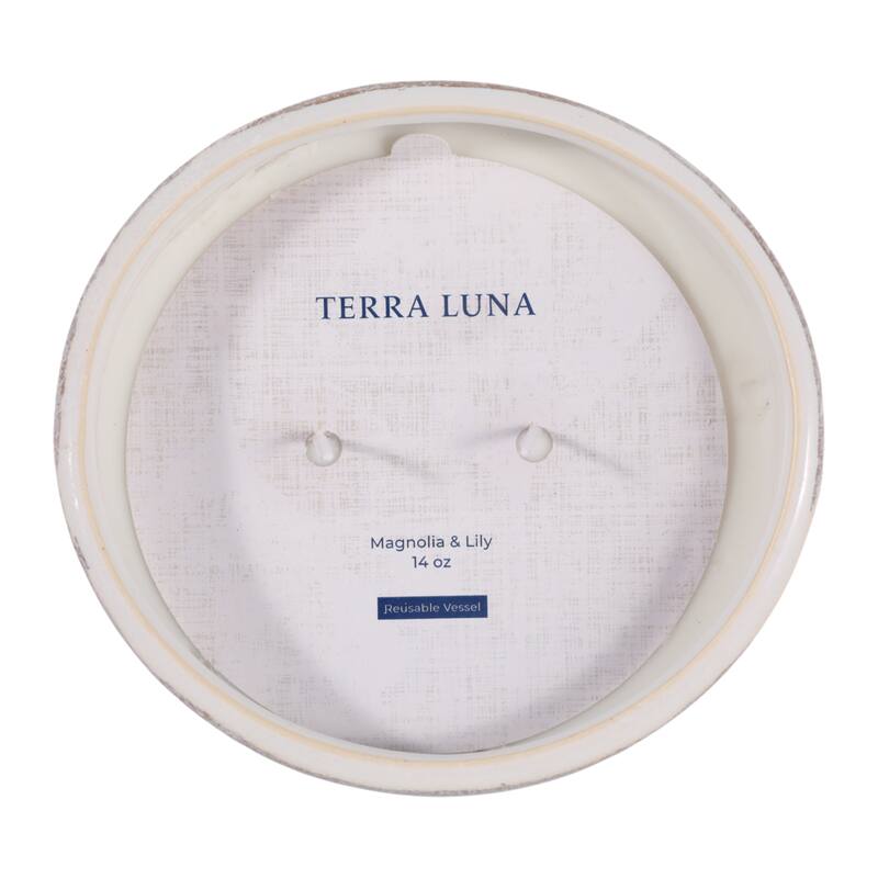 Decorative Textured Ceramic Magnolia and Lily Scented Candle