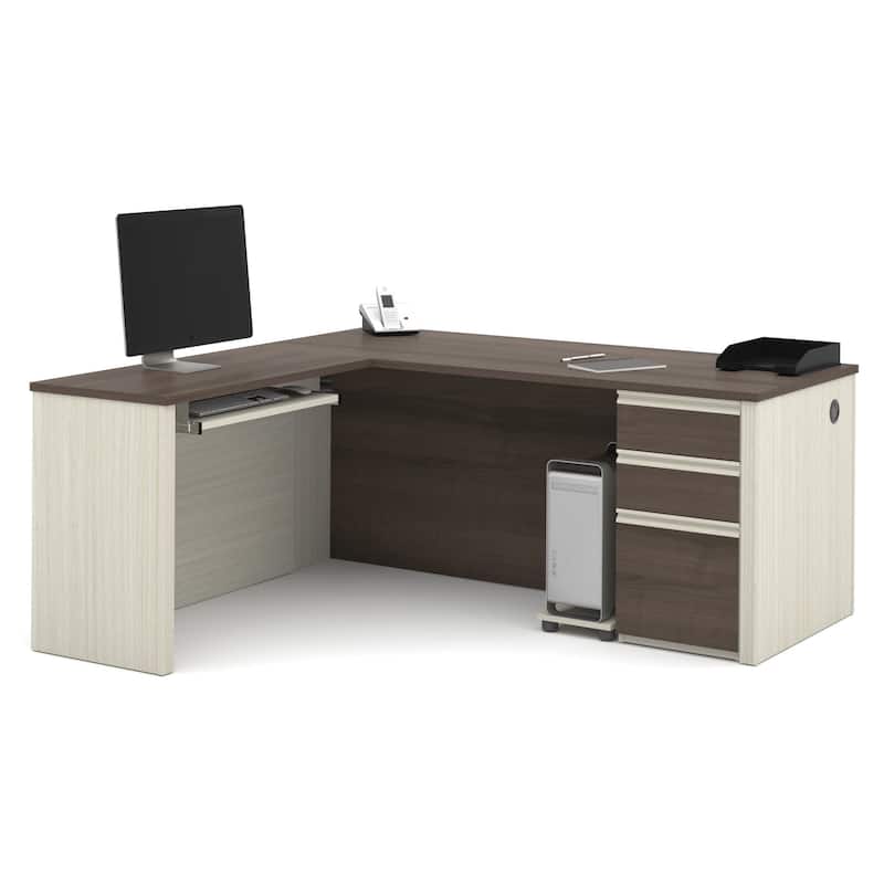 Bestar Prestige L-shaped Desk - White Chocolate & Antigua