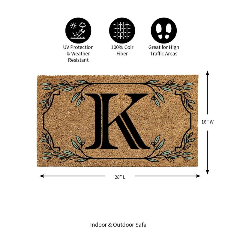 28 in. x 16 in. Monogram Coir Mat, Letter "K"