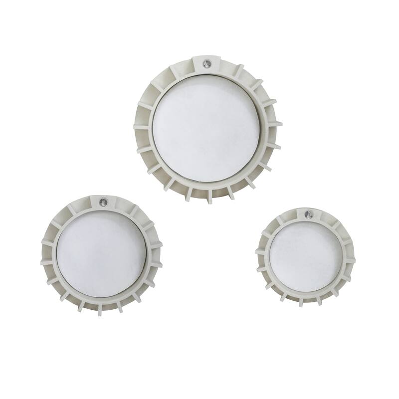 Resin Round Wall Mirrors, Set of 3 - White - 12", 15" - 18.0"