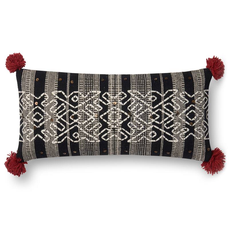 Alexander Home Bomer Bohemian Stripe Throw Pillow - 12" x 27" Cover Only - Cover Only - Black