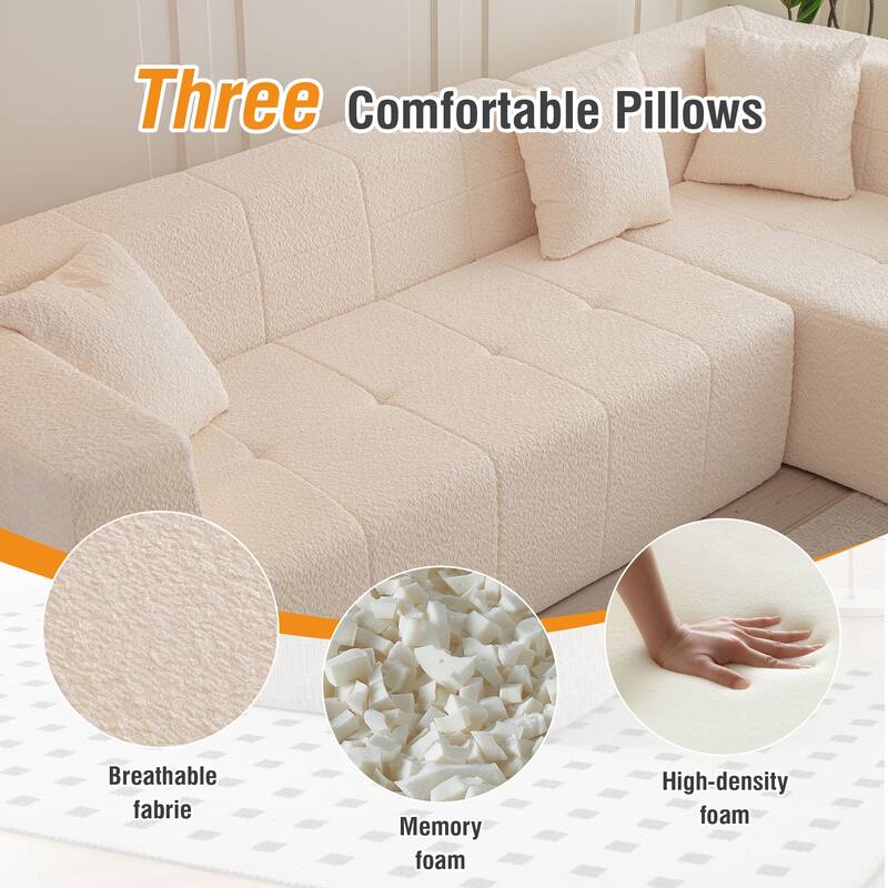 105.5" Polyester Upholstered Modular Oversized L-Shaped Comfy Sectional Compressed Sofa