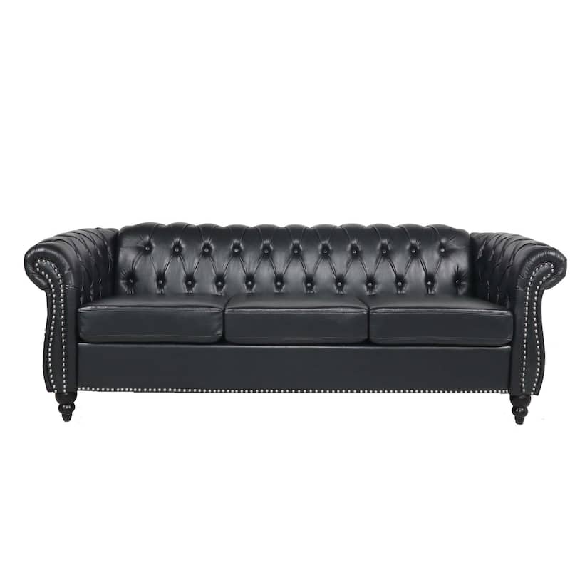 Comfortable 3-Seater Sofa with Fashion Striped Seat Cushion