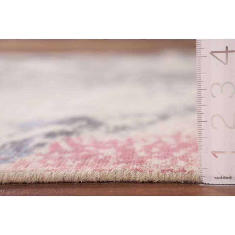 Nature Print Ivory Abstract Modern Area Rug Handmade Wool Carpet - 5'3" x 6'7"