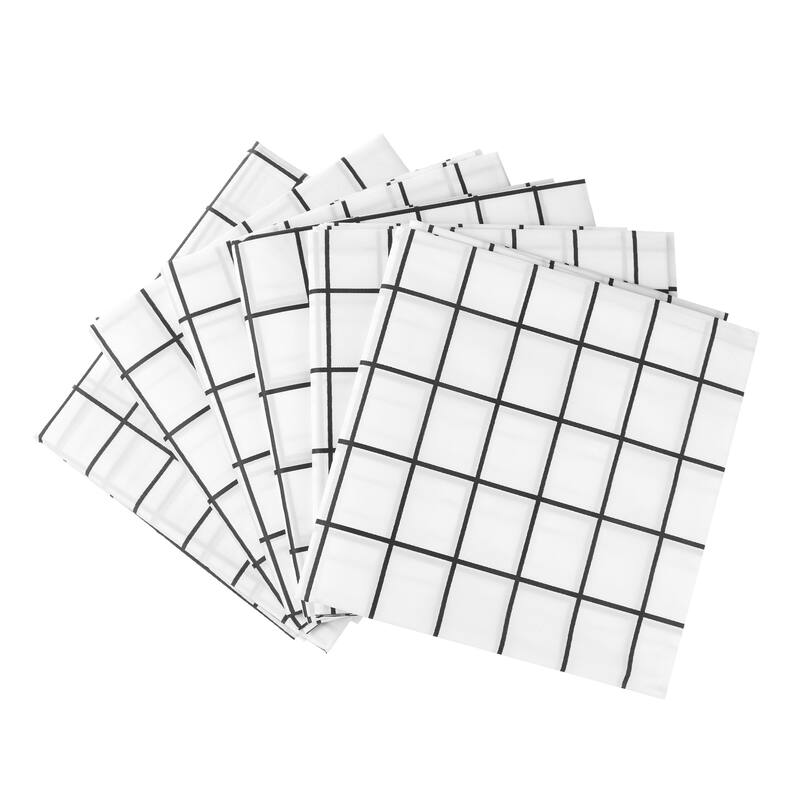 Rectangle Checkered Tablecloth 6 Pack, Disposable Plastic Waterproof Table Cover for Party and Dining Room - White - 54x35inch