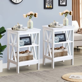 VECELO X-Shaped 3-Tier Storage End Table - Bed Bath & Beyond