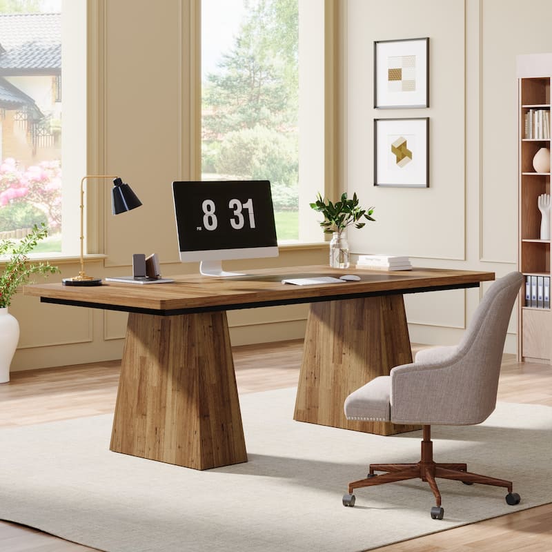 63 Inches Modern Computer Desk for Home Office - Rustic Brown
